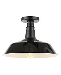 Camila 14" 1-Light Classic Industrial Indoor, Outdoor Iron Led Semi Flush Mount