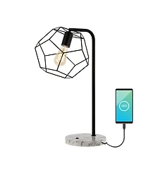 Penta 23.5" Industrial Farmhouse Head-Adjustable Iron Led Task Lamp with Usb Charging Port