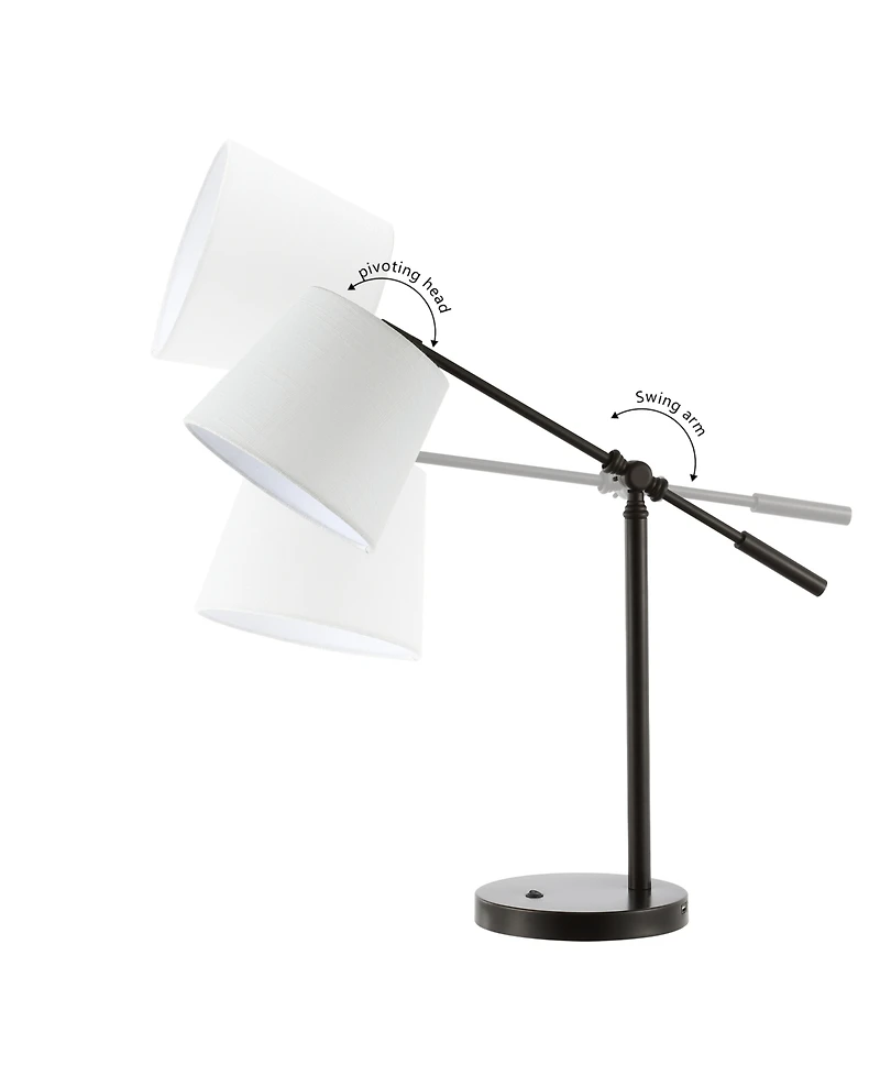Troy 24" Classic Contemporary Iron Led Task Lamp with Usb Charging Port