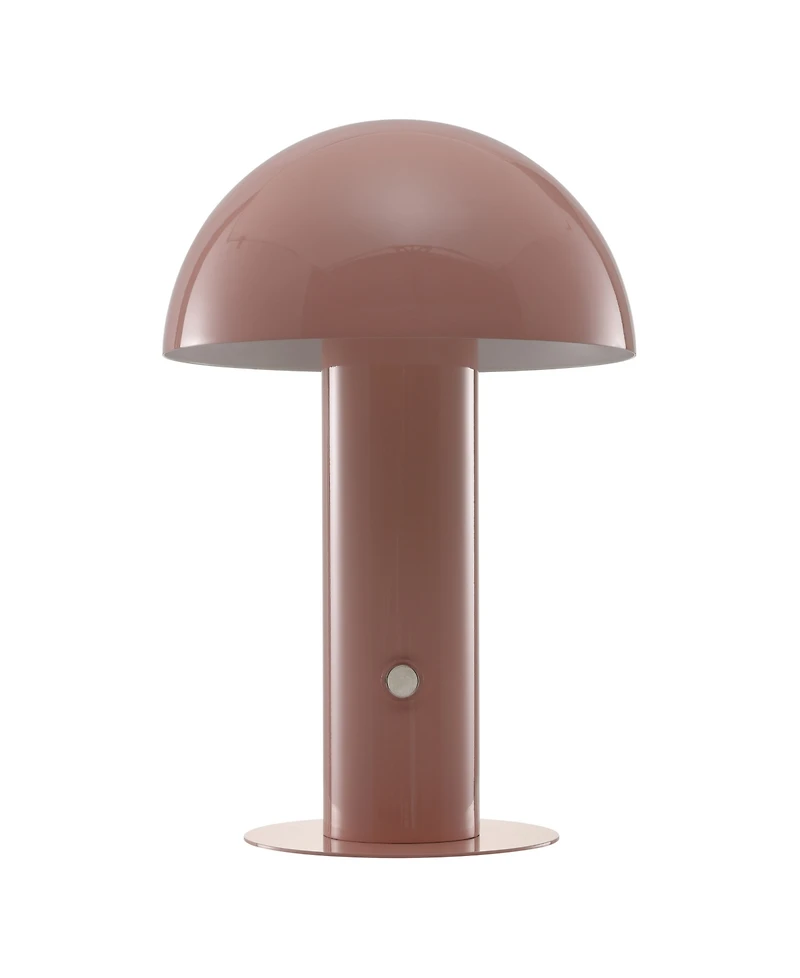 Boletus 10.75" Contemporary Bohemian Rechargeable, Cordless Iron Integrated Led Mushroom Table Lamp