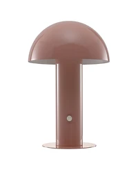 Boletus 10.75" Contemporary Bohemian Rechargeable, Cordless Iron Integrated Led Mushroom Table Lamp