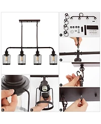 Abbott 34" 4-Light Farmhouse Industrial Iron, Glass Linear Led Pendant