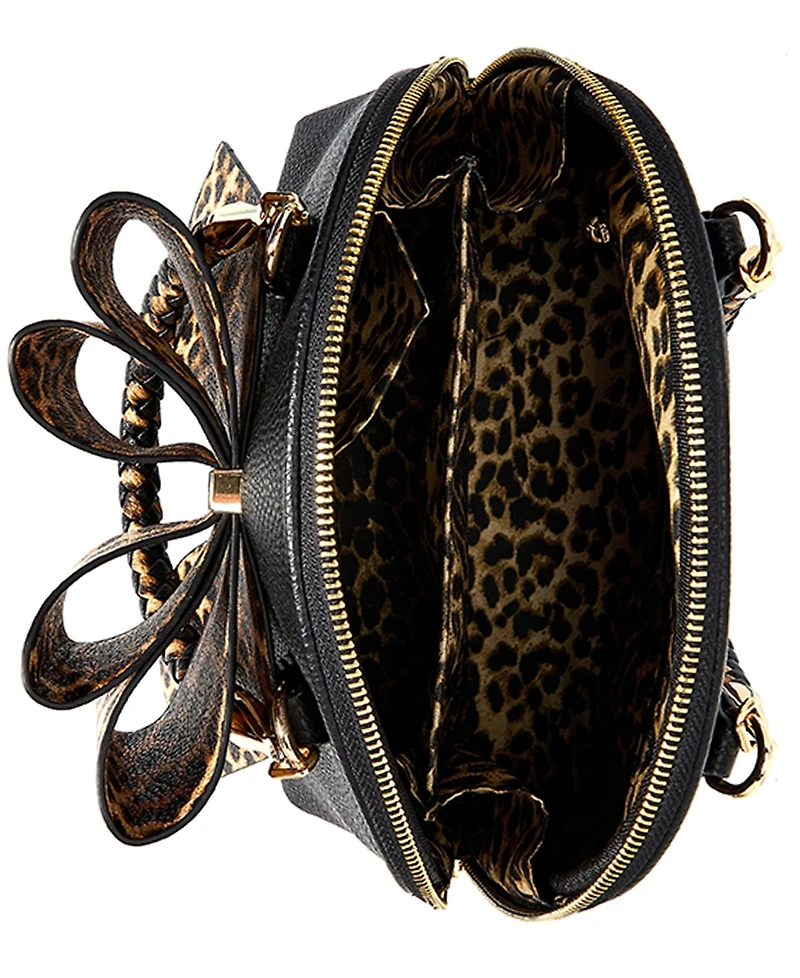 Like Dreams Leopard Top Handle Small Bow Bag