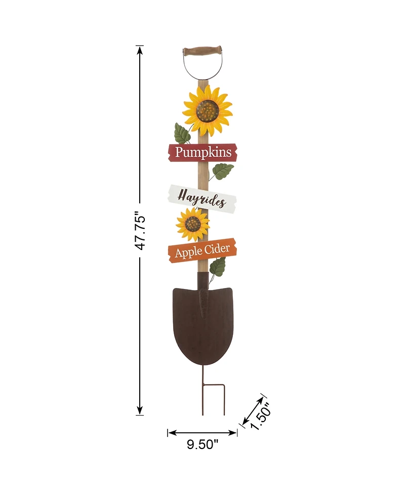 Glitzhome 47.75" H Fall Wood Metal Shovel Yard Stake