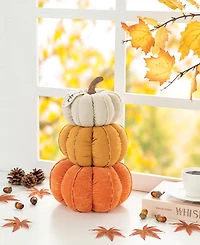Glitzhome 13" H Fall Stacked Fabric Pumpkin