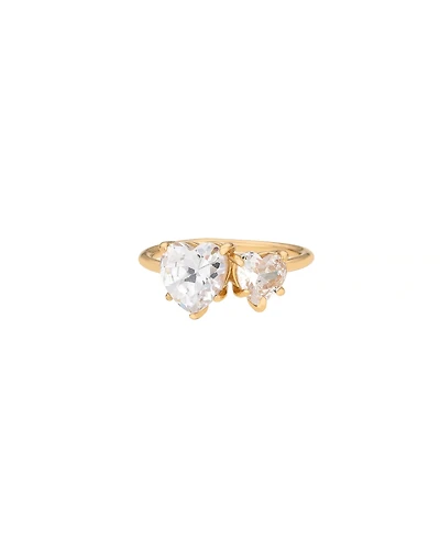 Ettika 18K Gold Plated Brass Multi Heart Cubic Zirconia Ring
