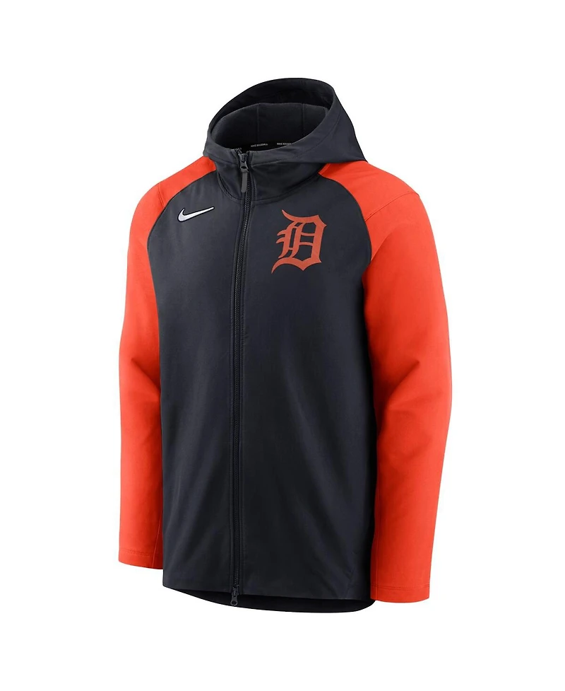 Men's Nike Navy, Orange Detroit Tigers Authentic Collection Performance Raglan Full-Zip Hoodie