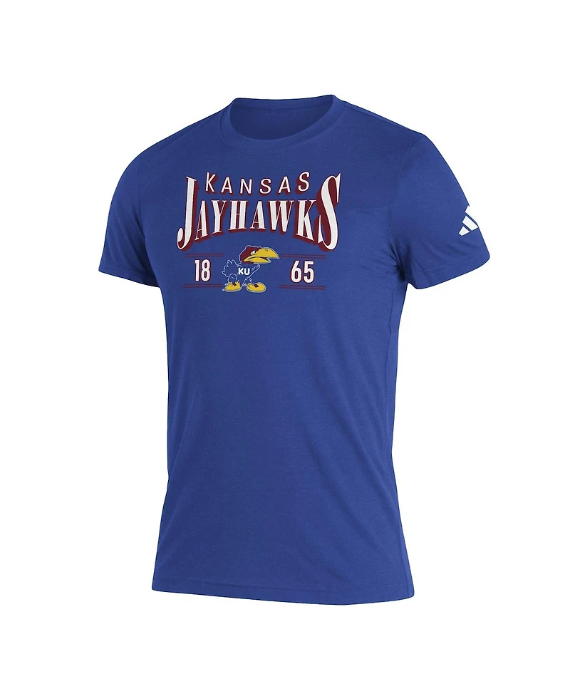Men's adidas Royal Kansas Jayhawks Along The Shadow Tri-Blend T-shirt