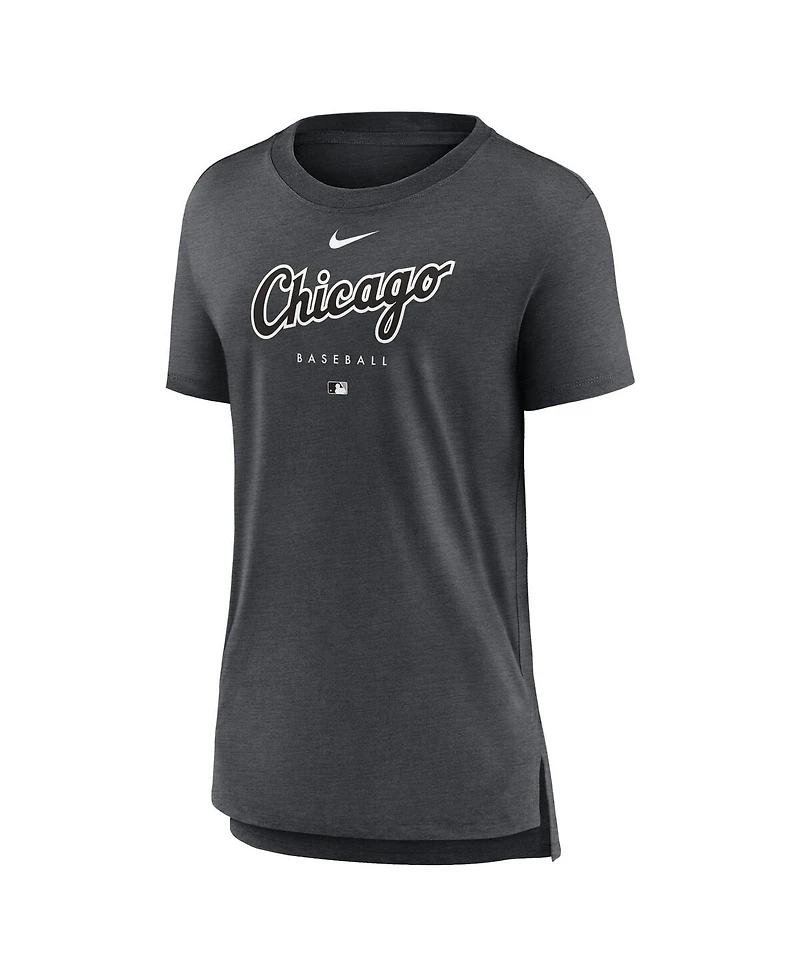Women's Nike Heather Charcoal Chicago White Sox Authentic Collection Early Work Tri-Blend T-shirt