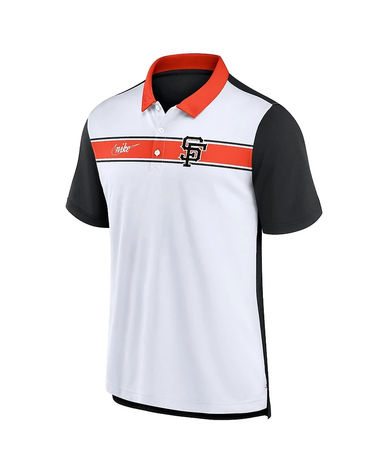 Men's Nike White, Black San Francisco Giants Rewind Stripe Polo Shirt