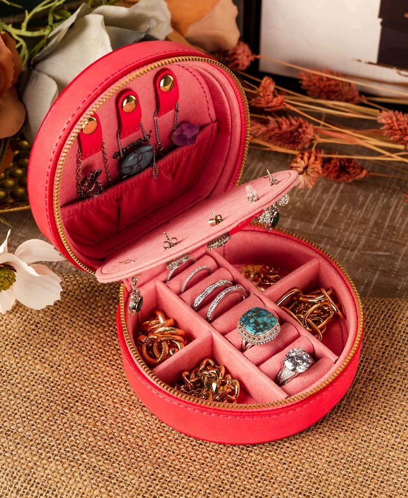 Leather Jewelry Box - Round