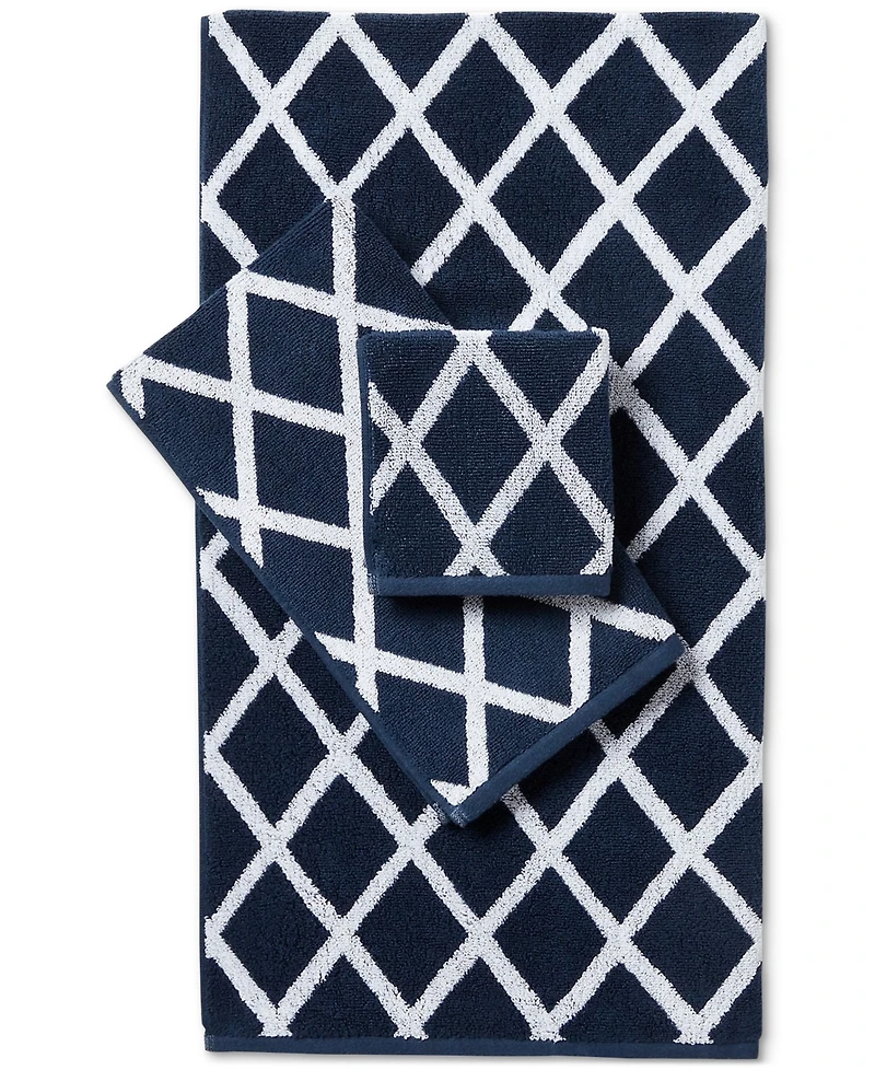 Lauren Ralph Sanders Diamond Cotton Washcloth, 13" x
