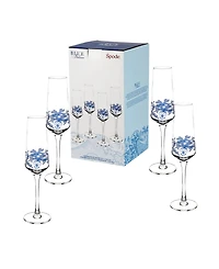 Spode Blue Italian Champagne Flutes, Set of 4
