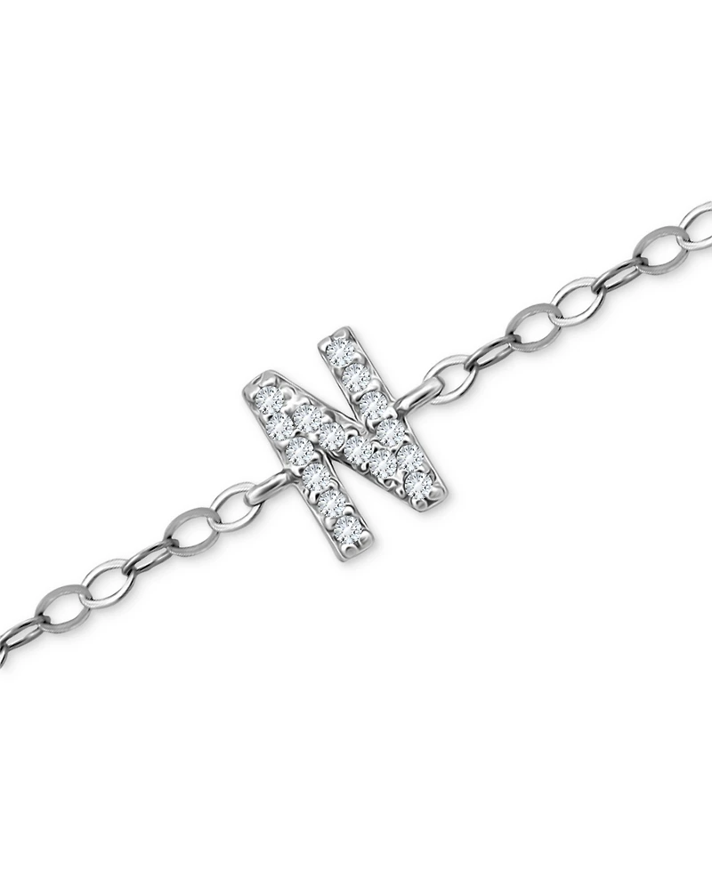 Giani Bernini Cubic Zirconia Initial Ankle Bracelet in Sterling Silver, Created for Macys