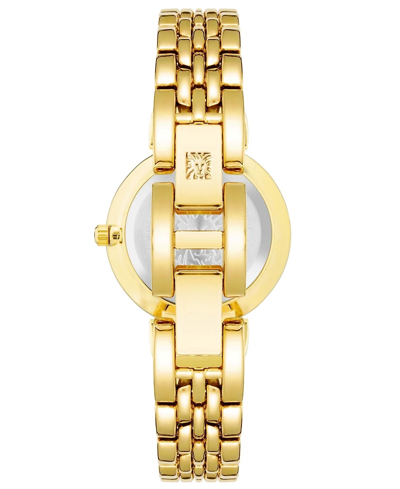 Anne Klein Women's Three Hand Quartz Round Gold-Tone Alloy Link Bracelet Watch, 30mm