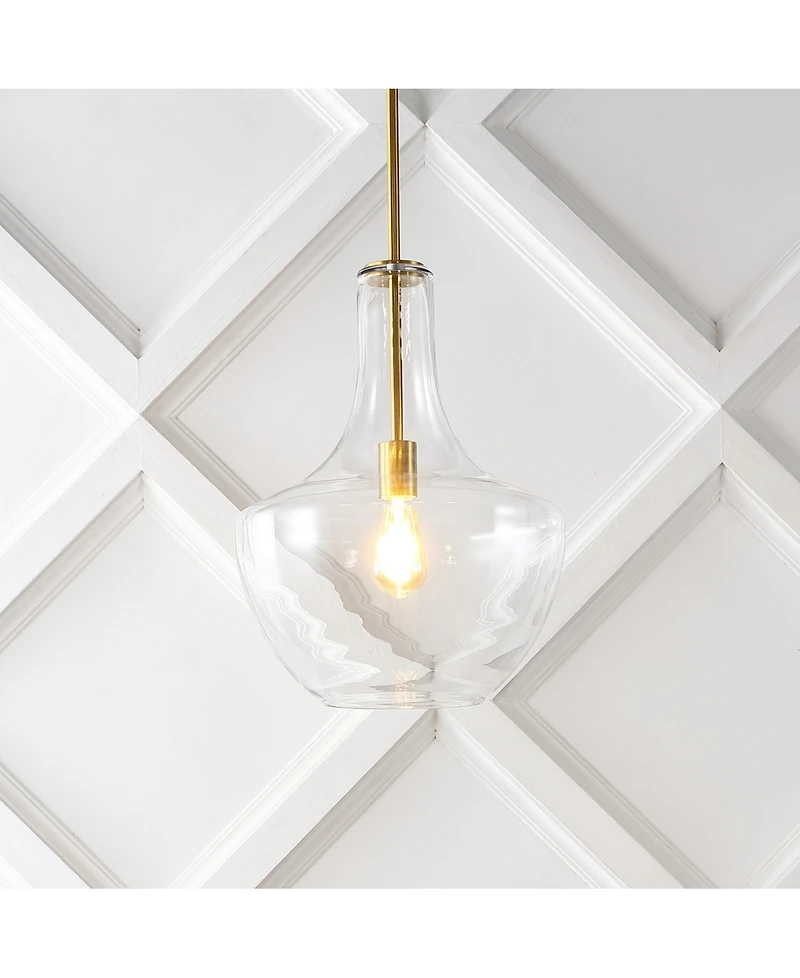 Watts 13.25" 1-Light Mid-Century Modern Iron, Glass Led Pendant