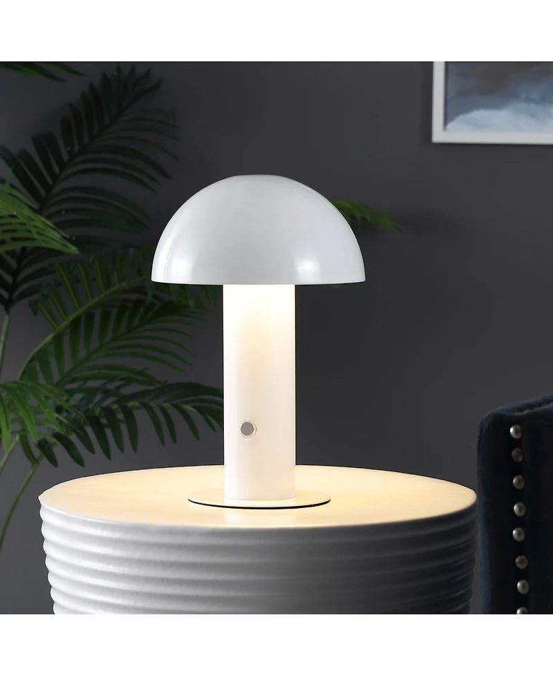 Boletus 10.75" Contemporary Bohemian Rechargeable, Cordless Iron Integrated Led Mushroom Table Lamp