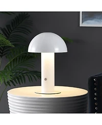 Boletus 10.75" Contemporary Bohemian Rechargeable, Cordless Iron Integrated Led Mushroom Table Lamp