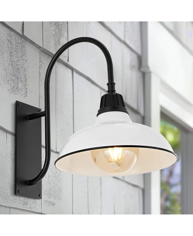 Stanley 12.25" 1-Light Farmhouse Industrial Indoor, Outdoor Iron Led Gooseneck Arm Sconce