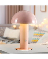 Boletus 10.75" Contemporary Bohemian Rechargeable, Cordless Iron Integrated Led Mushroom Table Lamp