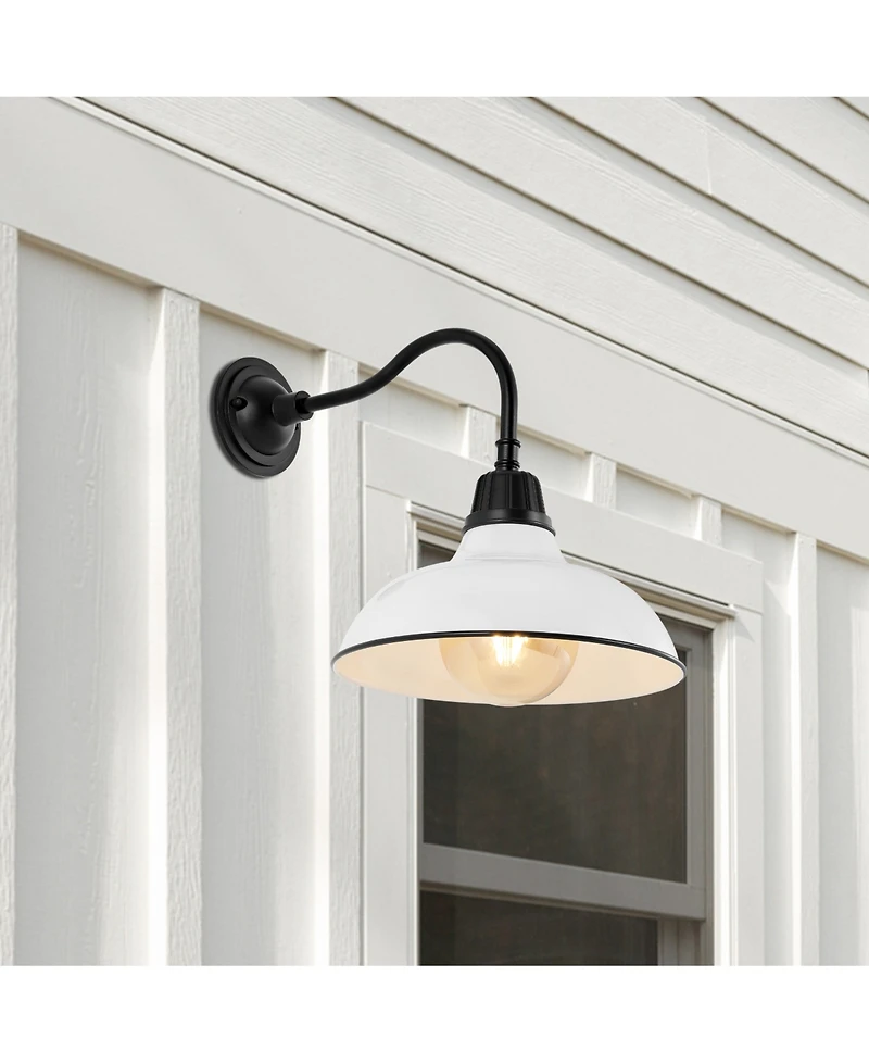 Aurora 12.25" 1-Light Farmhouse Industrial Indoor, Outdoor Iron Led Gooseneck Arm Sconce