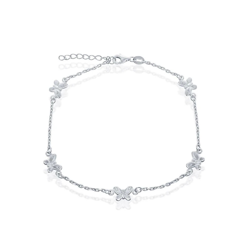 Simona Sterling Silver Butterfly Anklet