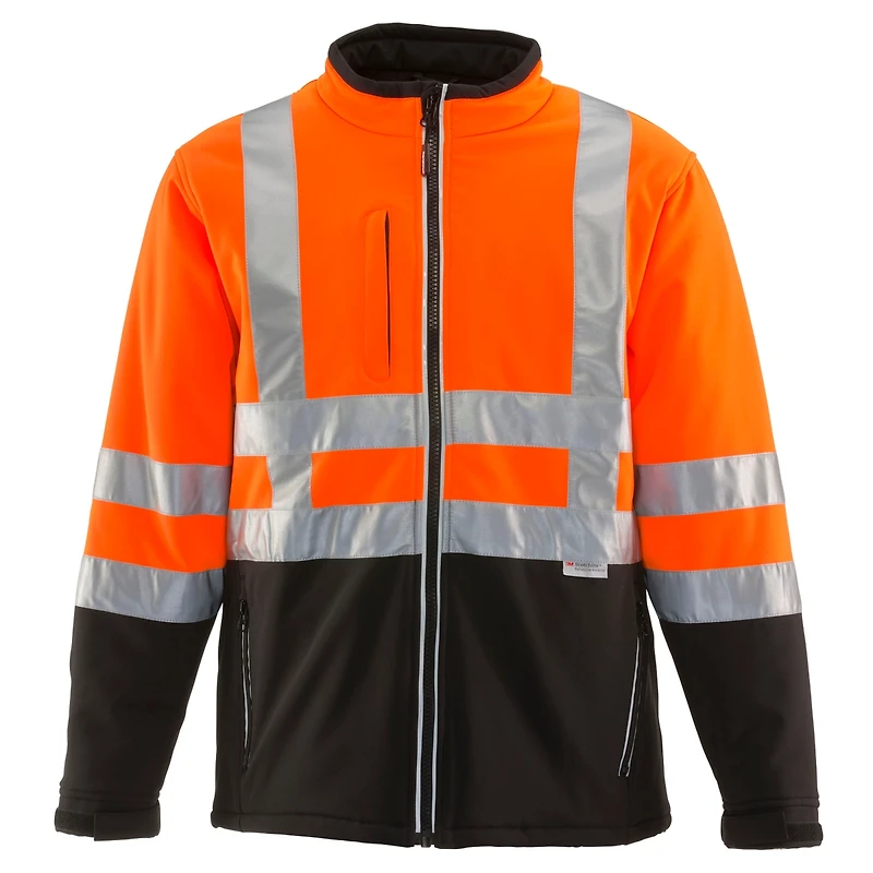 RefrigiWear Men's HiVis Insulated Softshell Jacket - High-Visibility, Warm Work Coat, Water-Repellent, Windproof, Reflective Safety Gear
