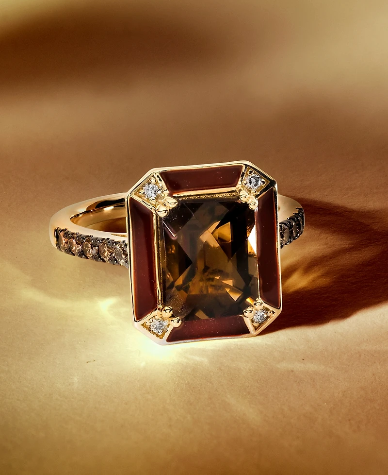 Le Vian Chocolate Quartz (3 ct. t.w.), Chocolate Diamonds (1/4 ct. t.w.) & Nude Diamonds (1/20 ct. t.w.) Statement Ring in 14k Gold