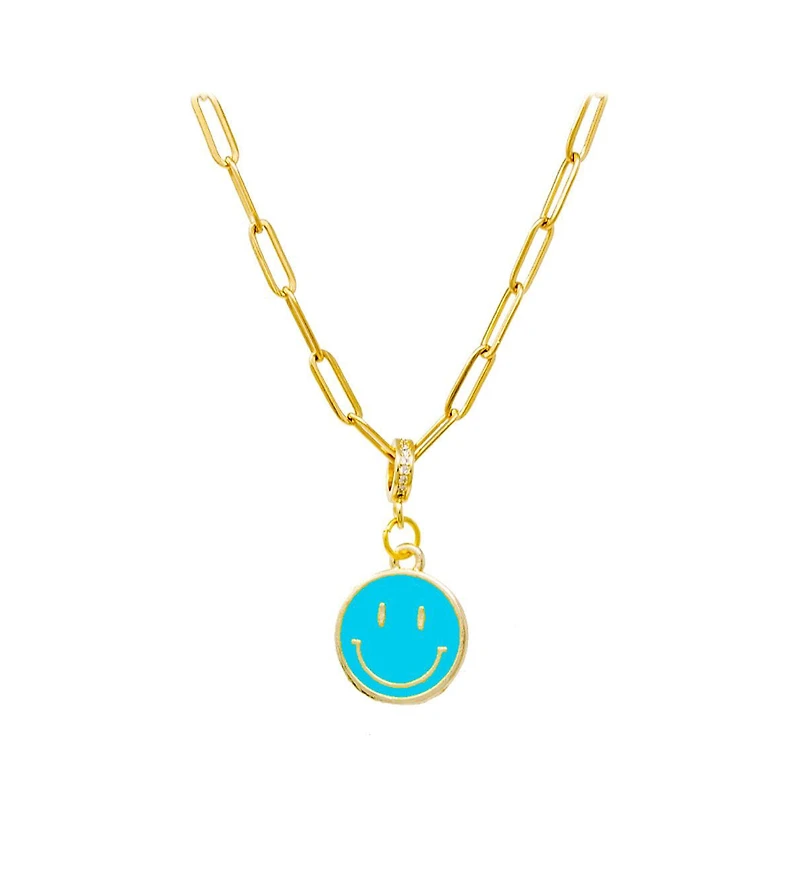 Zomi Gems Girls Happy Face Emoji Paperclip Necklace