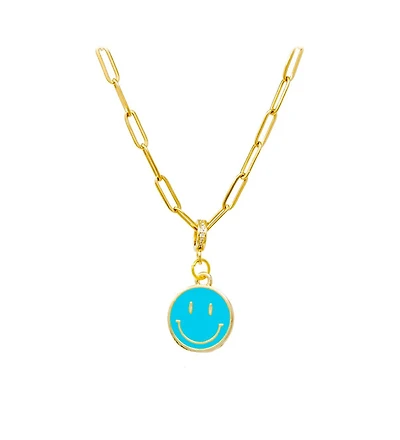 Zomi Gems Girls Happy Face Emoji Paperclip Necklace
