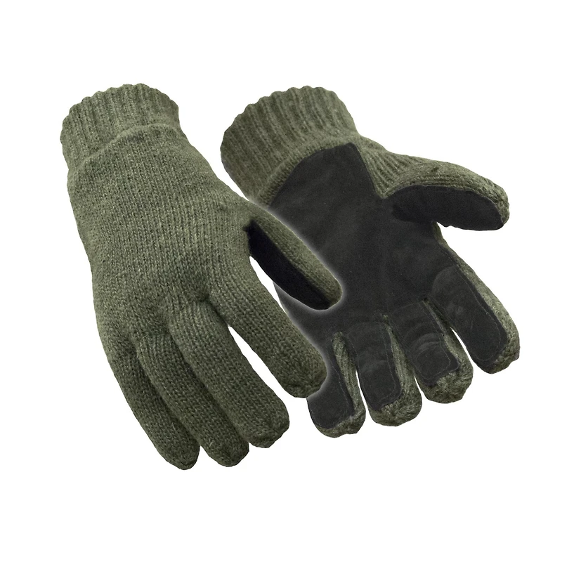 RefrigiWear Men's Insulated Wool Leather Palm Glove - Extreme Cold Protection, Durable Palm, Fleece Lining