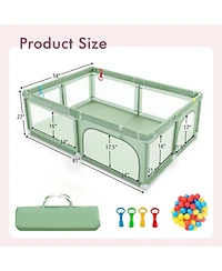 Costway Baby Playpen Extra-Large Safety Fence w/ Ocean Balls & Rings