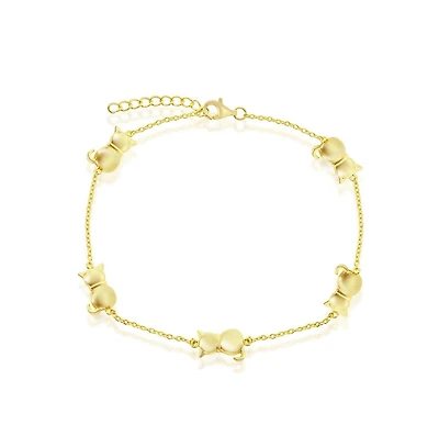 Simona Sterling Silver Cats by the Yard Link Anklet