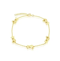 Simona Sterling Silver Cats by the Yard Link Anklet