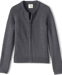 Lands' End Girls School Uniform Cotton Modal Zip Front Cardigan Sweater