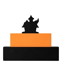 Glitzhome 9.5" L Happy Halloween Wooden Haunted House Block Sign