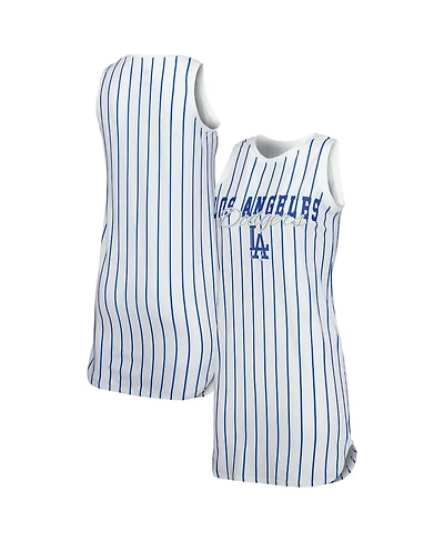 Women's Concepts Sport White Los Angeles Dodgers Reel Pinstripe Knit Sleeveless Nightshirt