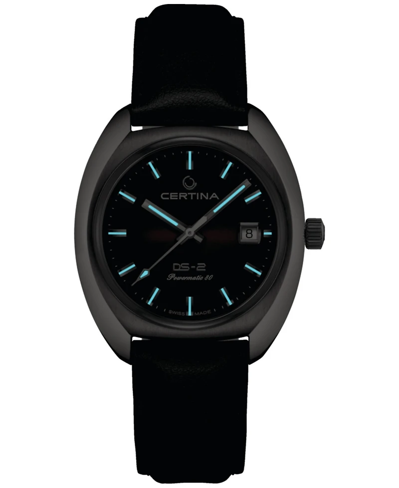 Certina Men's Swiss Automatic Ds-2 Black Synthetic Strap Watch 40mm