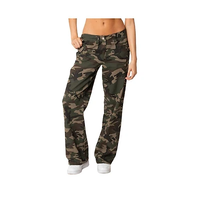 Edikted Women's Camouflage Low Waist Pants