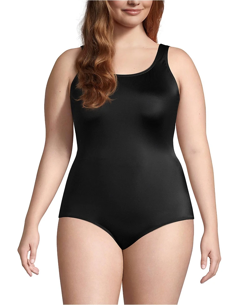 Lands' End Women's Dd-Cup Chlorine Resistant Soft Cup Tugless Sporty One Piece Swimsuit