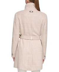 Calvin Klein Womens Asymmetrical Belted Wrap Coat