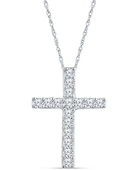 Diamond Cross 18" Pendant Necklace (1/10 ct. t.w.) in 10k White Gold