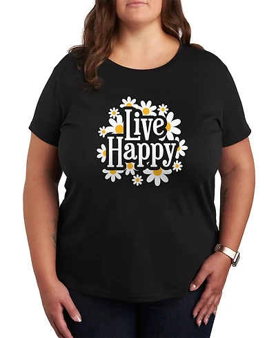 Hybrid Apparel Trendy Plus Live Happy Graphic T-shirt