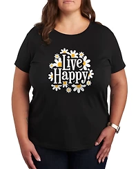 Hybrid Apparel Trendy Plus Live Happy Graphic T-shirt