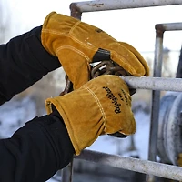RefrigiWear Men's Double Insulated Leather Work Gloves - Heavy Duty Durable for Cold Weather Protection