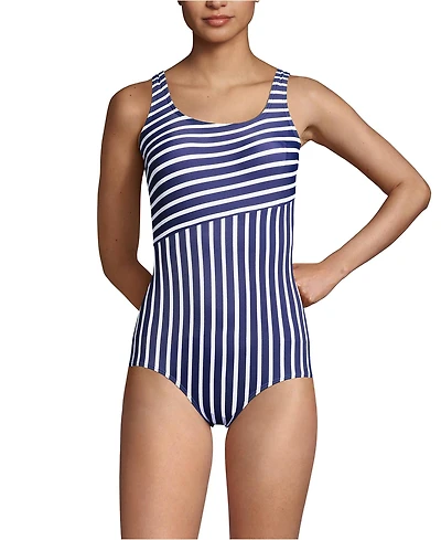 Lands' End Women's Chlorine Resistant Soft Cup Tugless Sporty One Piece Swimsuit