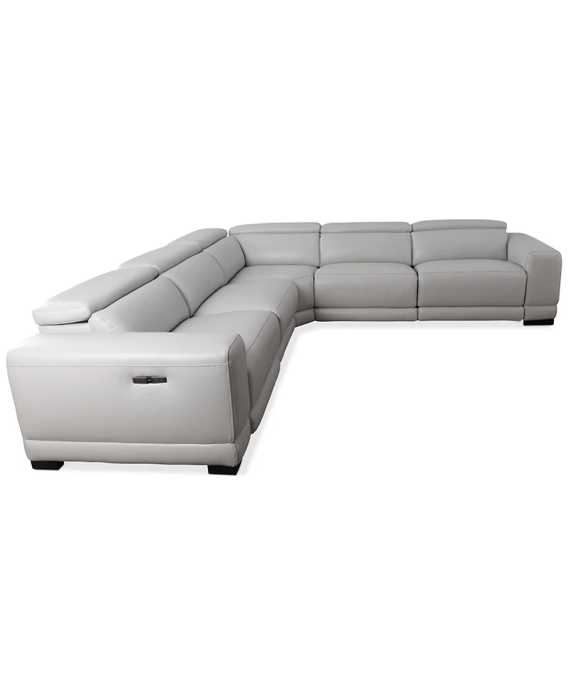 Closeout! Krofton 5-Pc. Beyond Leather Fabric Sectional with 3 Power Motion Recliners, Created for Macy's