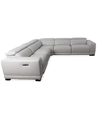 Closeout! Krofton 5-Pc. Beyond Leather Fabric Sectional with 3 Power Motion Recliners, Created for Macy's