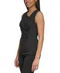 Dkny Petite Asymmetrical Neckline Sleeveless Top