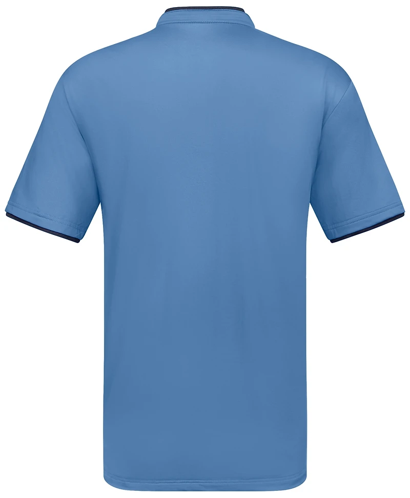 Men's Short Sleeve Henley Polo Shirt with Contrast-Trim